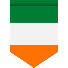 Ireland flag or pennant isolated on white background. Pennant flag icon.