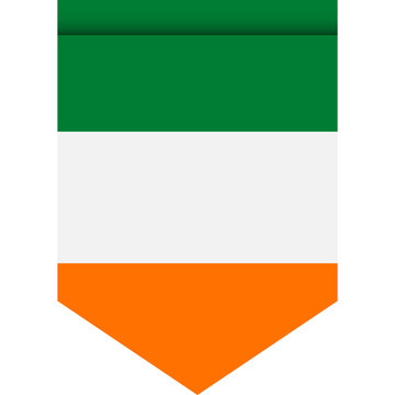 Ireland flag or pennant isolated on white background. Pennant flag icon.