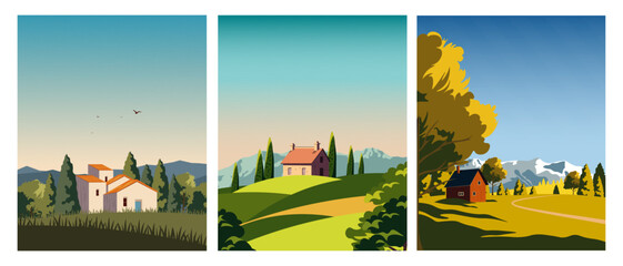 Travel banners set, travel posters collection