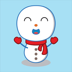 cute snowman vector design illustration line art. Suitable for t-shirt, mug, sticker, etc. Eps 10