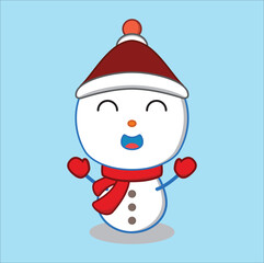 cute snowman vector design illustration line art. Suitable for t-shirt, mug, sticker, etc. Eps 10