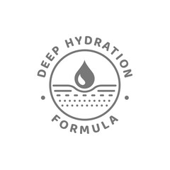 Deep hydration formula for skin care cosmetics label. Cream, lotion and moisturizer stamp.