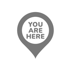 You are here map pin vector icon. Location and navigation position symbol.
