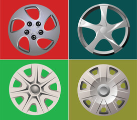 Decorative car wheel covers. Plate. Vector illustration