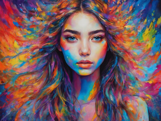 Colorful woman face art illustration