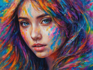 Colorful woman face art illustration