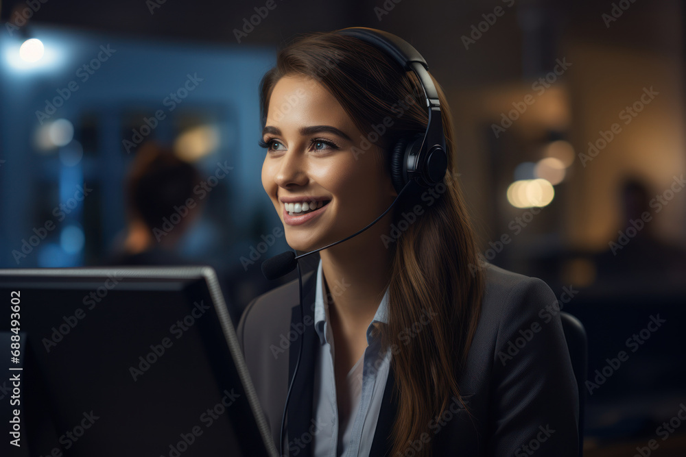 Poster a customer service representative assisting a client, highlighting the importance of effective commu