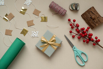 Preparing for Christmas, gift wrapping, Xmas decorations