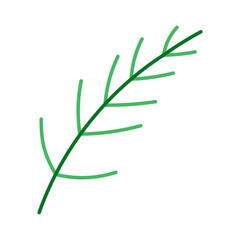 Christmas tree branch on white background. Vector flat illustration.