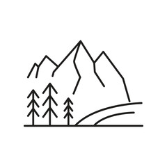 Mountain landscape icon design. isolated on white background. vector illustration