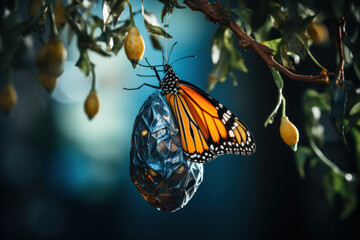 A butterfly emerging from a cocoon, symbolizing the transformative nature of innovative ideas....