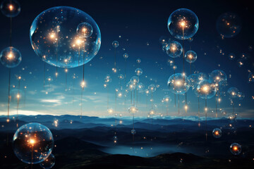 A constellation of thought bubbles forming in the sky, showcasing the boundless possibilities of...