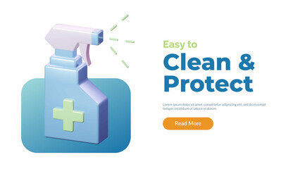 3d disinfection spray icon. pharmacy medical and healthcare social media and website template concept. vector illustration cartoon render style