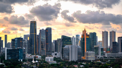 Fototapeta na wymiar Panoramic Jakarta skyline