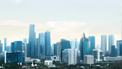 Fototapeta na wymiar Panoramic Jakarta skyline