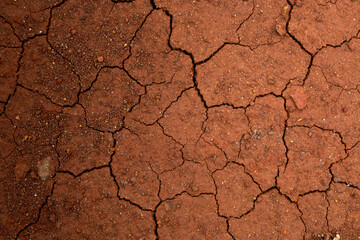 Closeup view of dry cracked soil