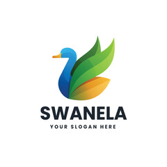 Swan gradient colorful logo vector icon illustration