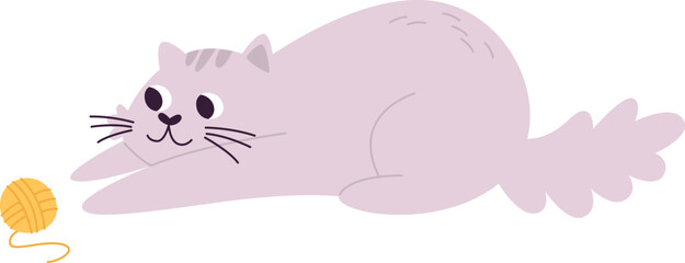 Cat Playing With Threads Ball