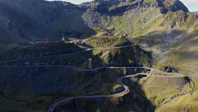 Orbiting shot of mountain top near Transfagarasan in Carpathian Mountain,Romania