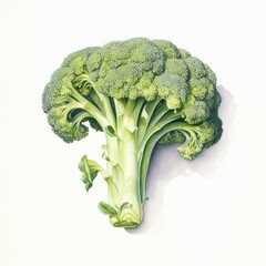 Watercolor Broccoli isolated on white . ai generated