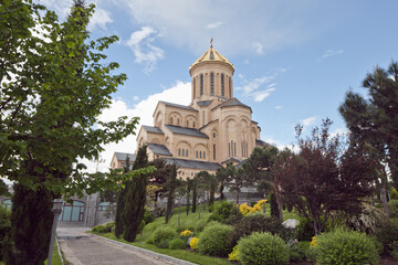 Holy Trinity Cathedral of Tbilisi -  Sameba. Ancient Georgian architecture. 