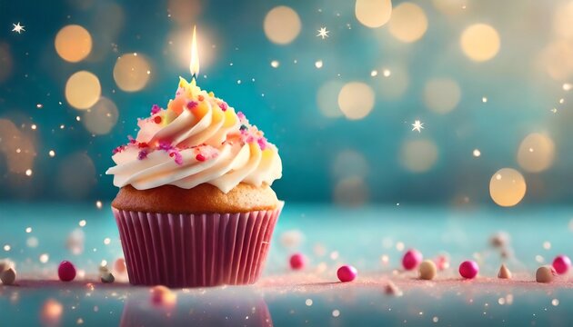 Celebrative Themed Cupcake background with Space for copy - Powered by Adobe