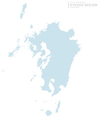 日本の九州地方を中心とした青のドットマップ、大サイズ