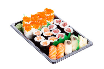 sushi tray with makis and nigiris