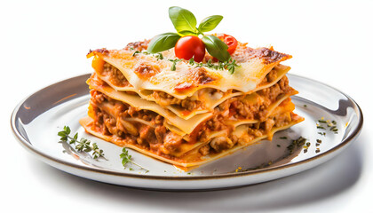 lasagna with sauce and basil generative AI 