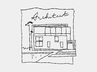 Architect logo doodle line art