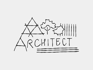 Architect logo doodle line art