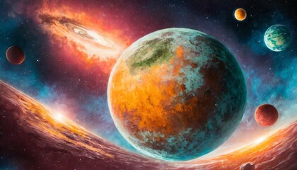Obraz na płótnie Canvas 宇宙空間と惑星