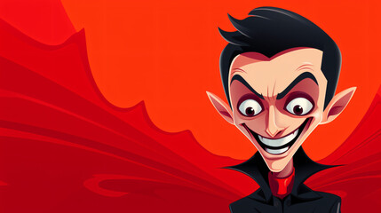 Cartoon Halloween Vampire on a Red