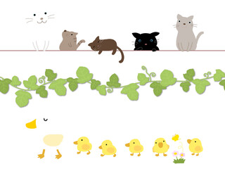 ネコとアヒルのイラスト④ © Sachi