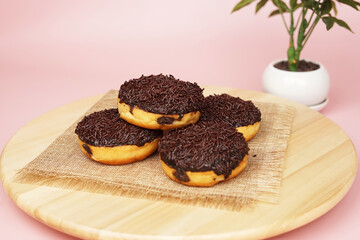 Chocolate Sprinkles Bread on wooden table