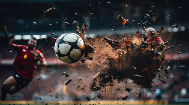Mid-air collision of two footballs in high-speed match