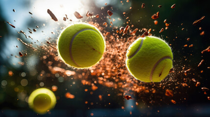 Mid-air collision of tennis balls with motion lines