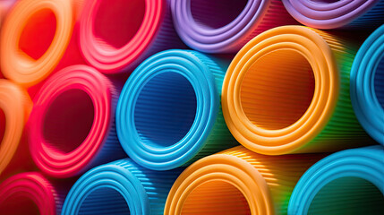 Colorful pool noodles vibrant hues textured