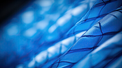 Vibrant blue and white badminton nets well-defined netting texture