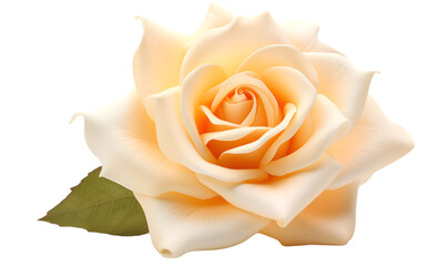 Beautiful yellow rose isolated on transparent background.  Close-up.