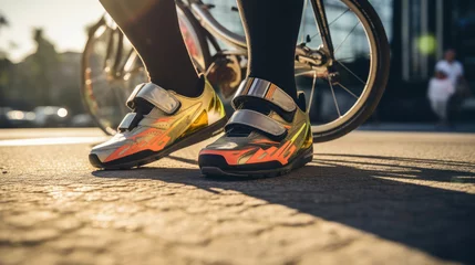 Foto op Aluminium Close-up of colorful cycling shoes © javier
