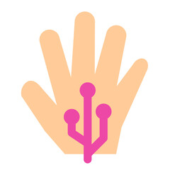 生体認証、手、手のひらを表すカラースタイルのアイコン