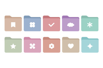 a set of pastel color flat design organizer folder with icon