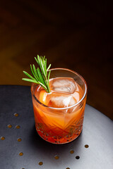 Paloma cocktail with grapefruit, lime and rosemary. Grapefruit juice. Alcohol. Tequila.