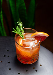 Paloma cocktail with grapefruit, lime and rosemary. Grapefruit juice. Alcohol. Tequila.