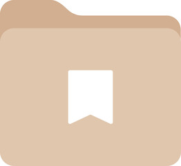 neutral beige brown color flat design organizer folder with bookmark icon, transparent png