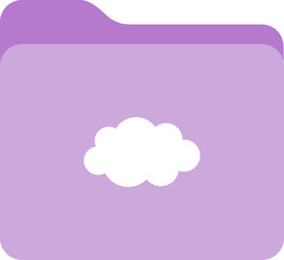 purple color flat design organizer folder icon with cloud, transparent png