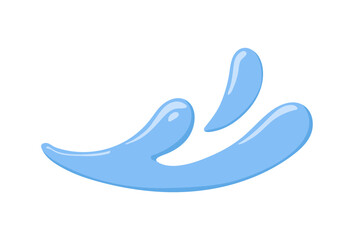 Water splash, spatter. Fresh clean blue aqua splatter, wave, watery design element. Clear pure liquid, cold cool fluid in motion, spraying up. Flat vector illustration isolated on white background