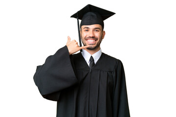 Young university graduate man over isolated chroma key background making phone gesture. Call me back sign