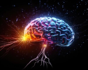 A close up of a human brain. Generative AI.
